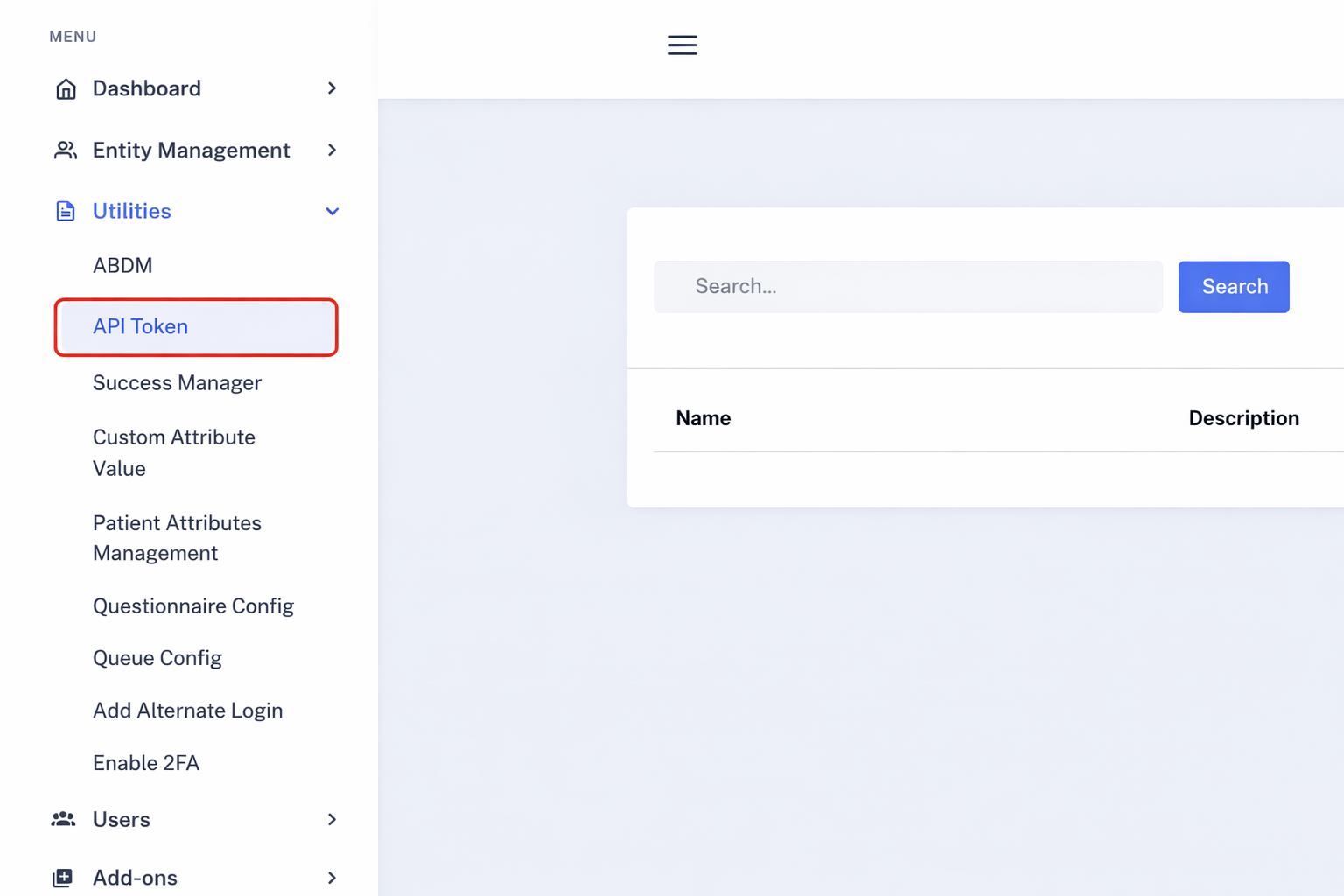 Eka Console dashboard with Manage API Credentials highlighted