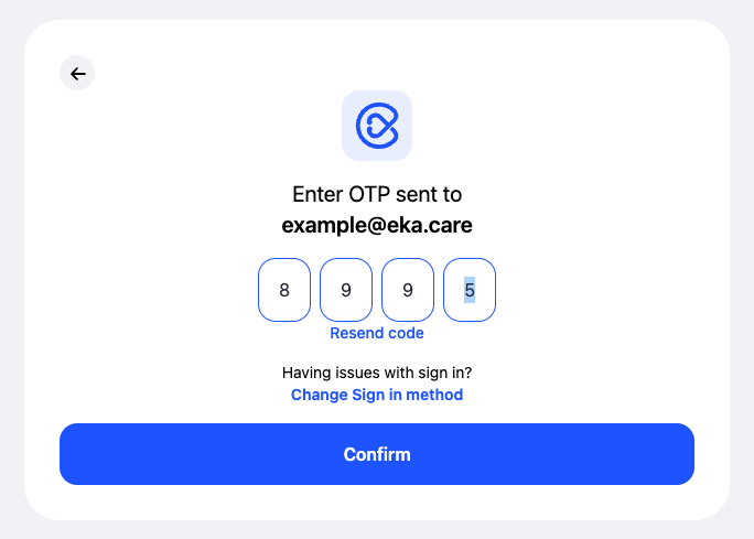 OTP verification screen
