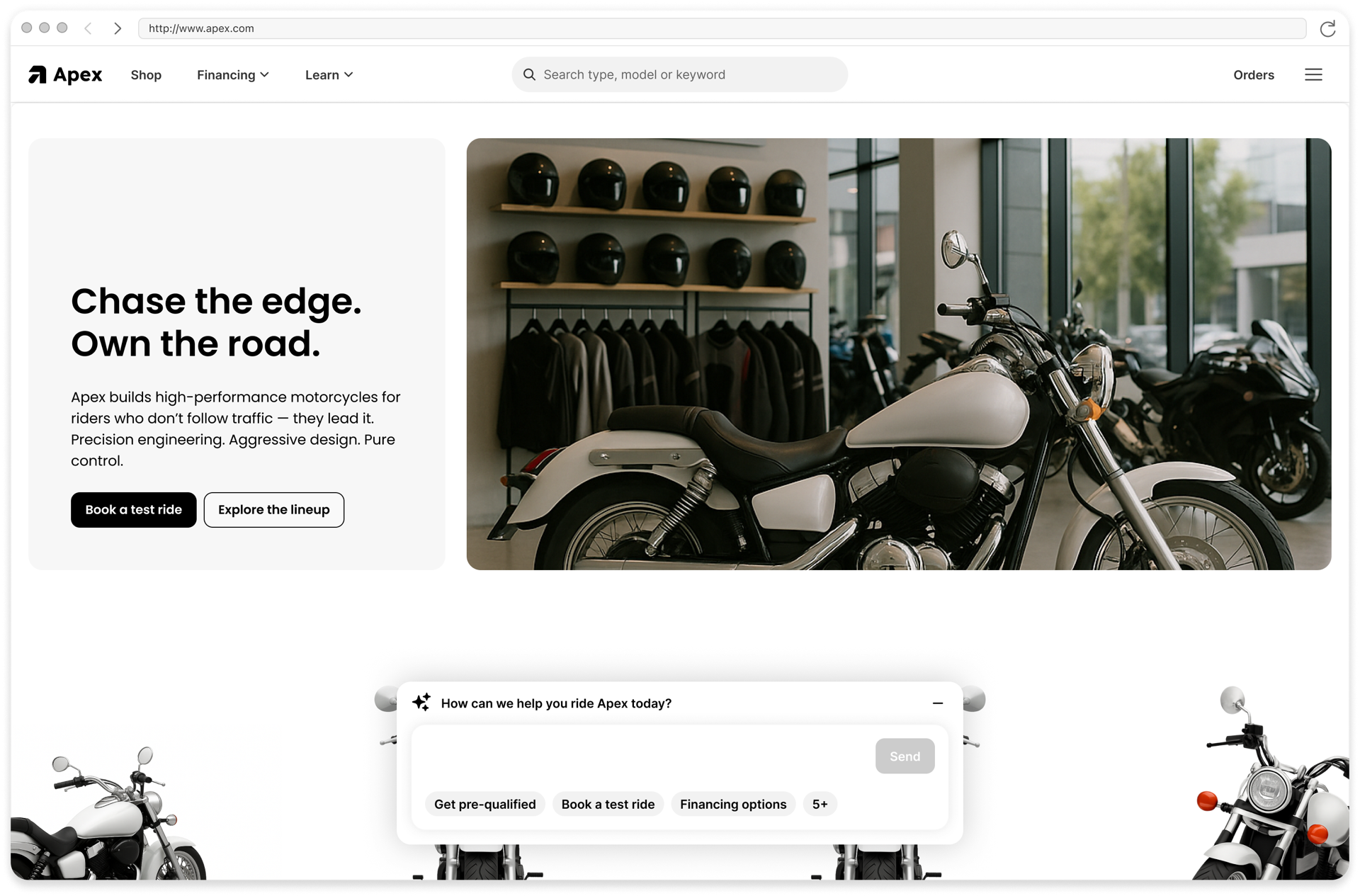 A dealership homepage with the Ekho chat assistant open in the corner