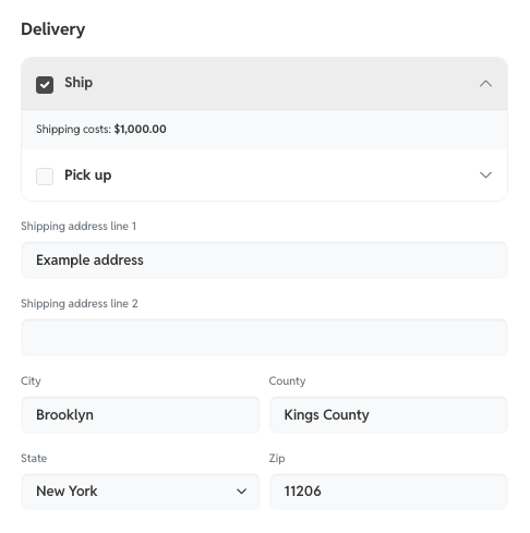 A delivery option in checkout