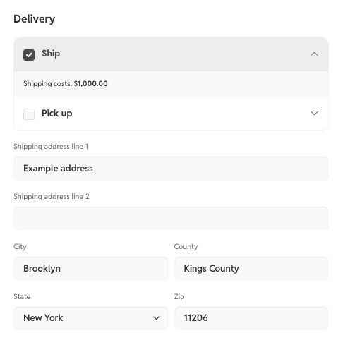A delivery option in checkout