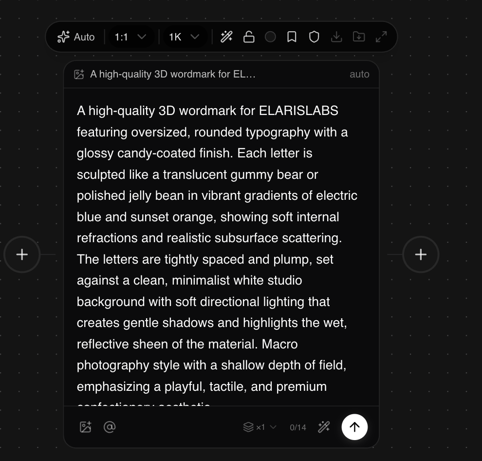 Image node set to Auto with a detailed generation prompt