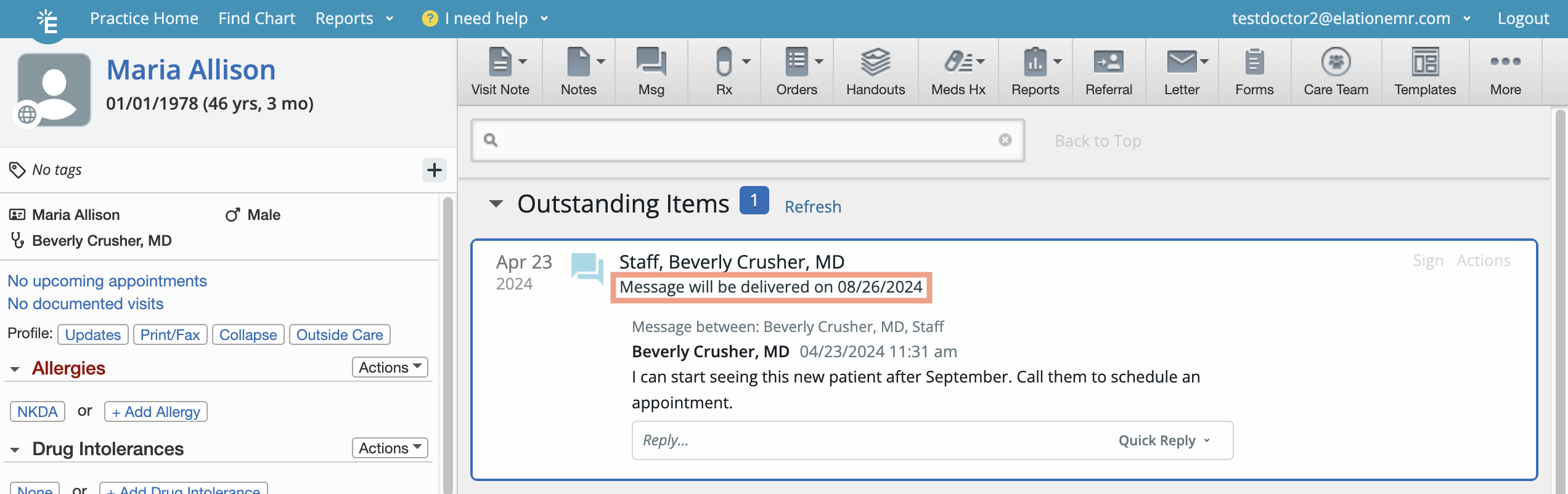 Office Message as Reminder in Outstanding Items.png