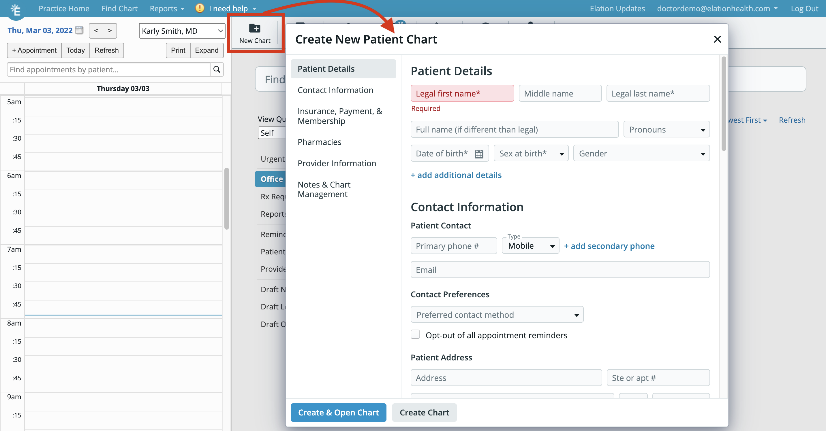 Patient Chart Guide- Creating a new patient chart - Elation Help Center