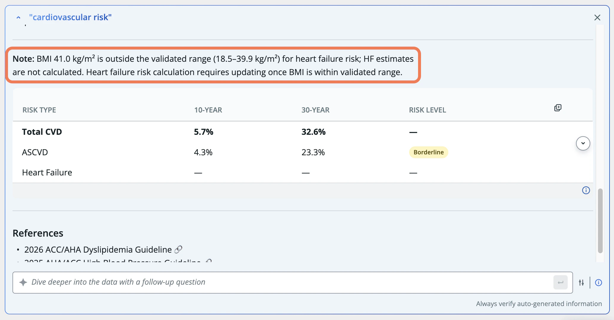 PREVENT Calculator Clinical Insights Data Out Of Range 1