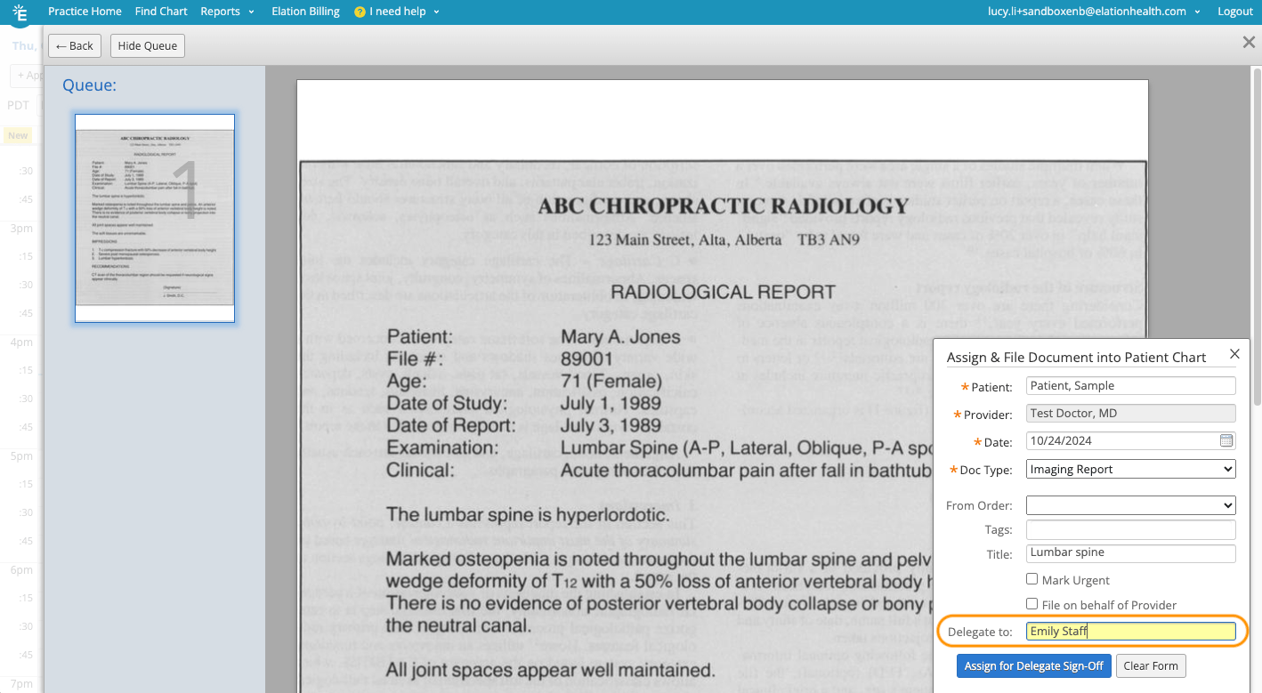 Elation Fax Reference Code Fax Inbox Guide - Filing documents from the Fax Inbox into a patient's ...
