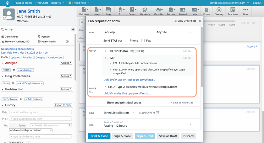 Question Lab Order Lab Orders & Results - Using the electronic Lab Order Form - Elation ...