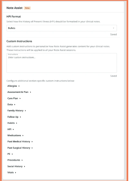 Note Assist AI Prompts