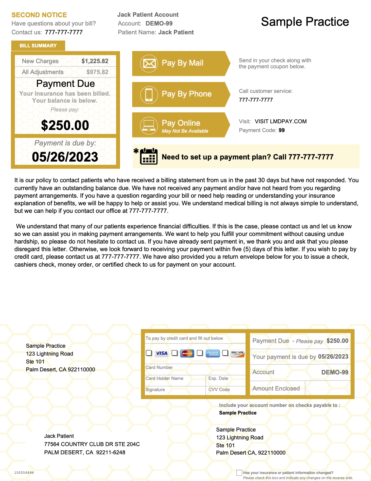 The statement's highlights are in yellow - the text remains black and gray.