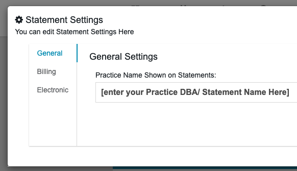 in Statement Settings, under the General tab, you can enter the DBA in the text-bar below