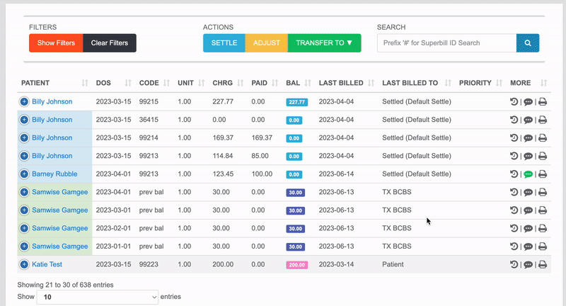 Holding ctrl/command, click any white portion of the claim-lines to select them