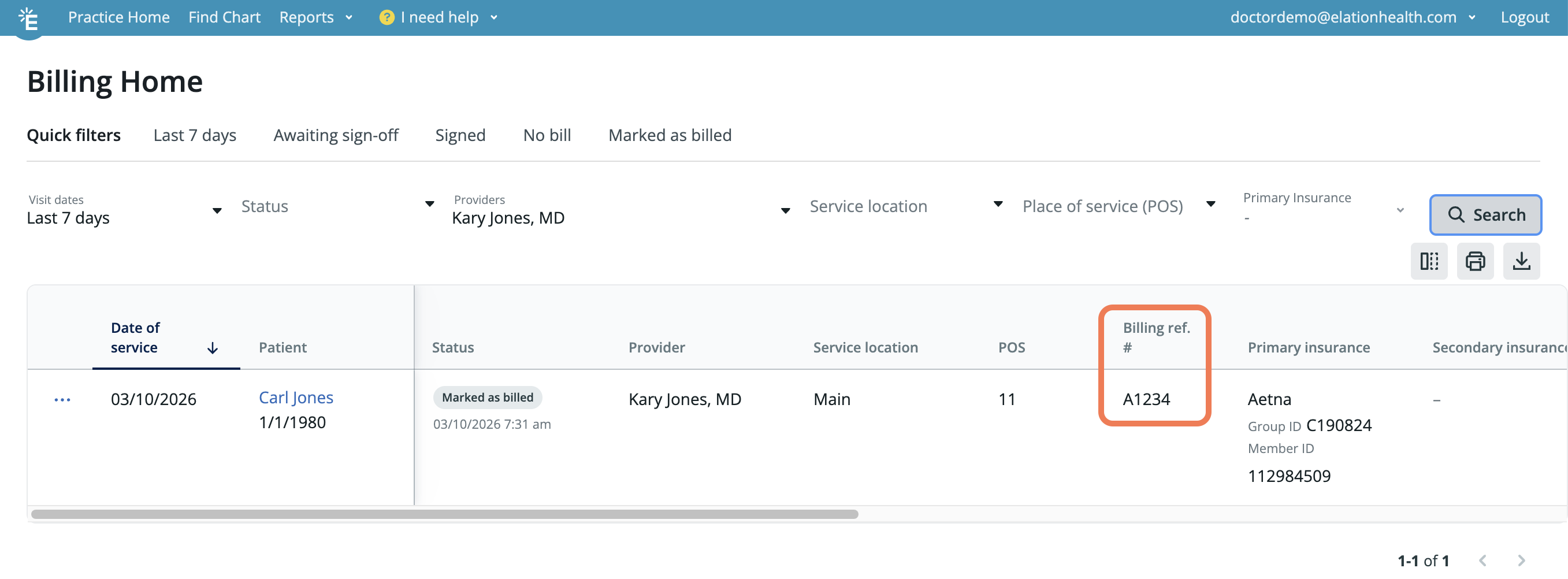 Billing Reference Number