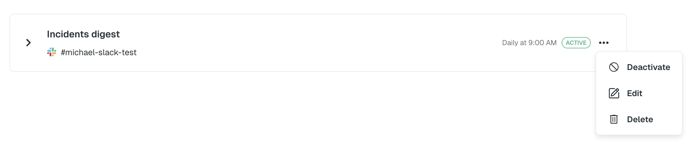 Digest rule action menu
