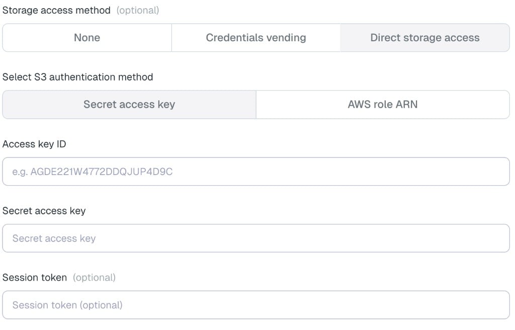 Databricks direct storage access using AWS access keys