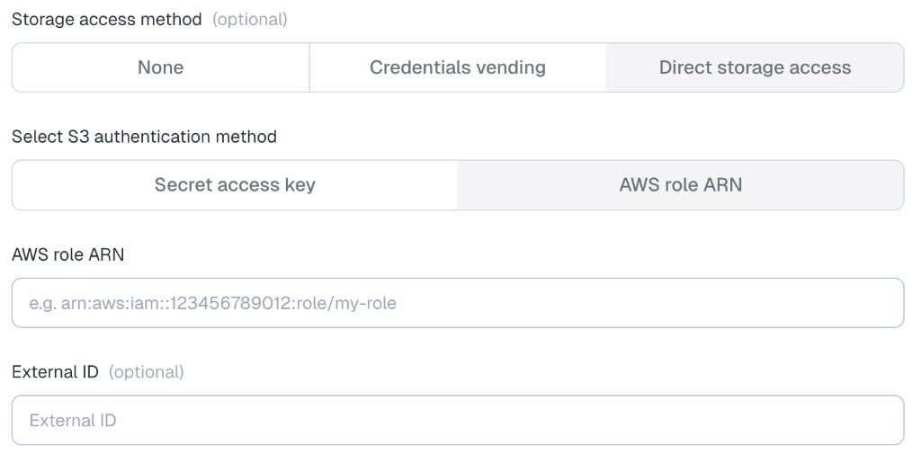 Databricks direct storage access using AWS role ARN