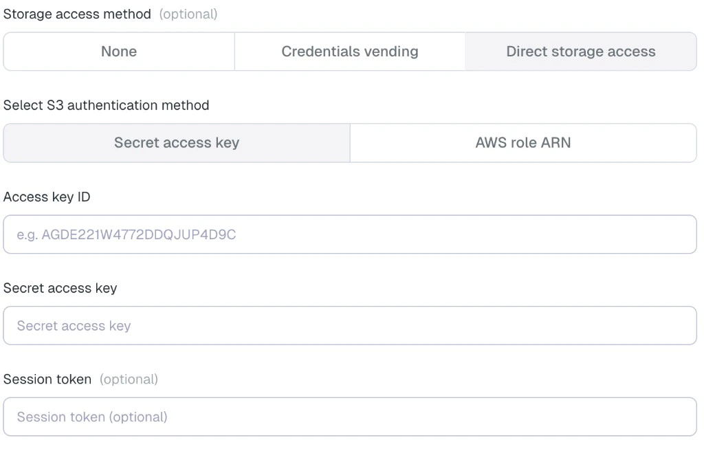 Databricks direct storage access using AWS access keys