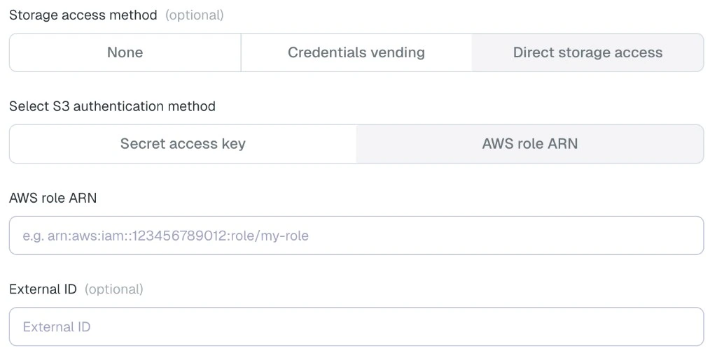 Databricks direct storage access using AWS role ARN