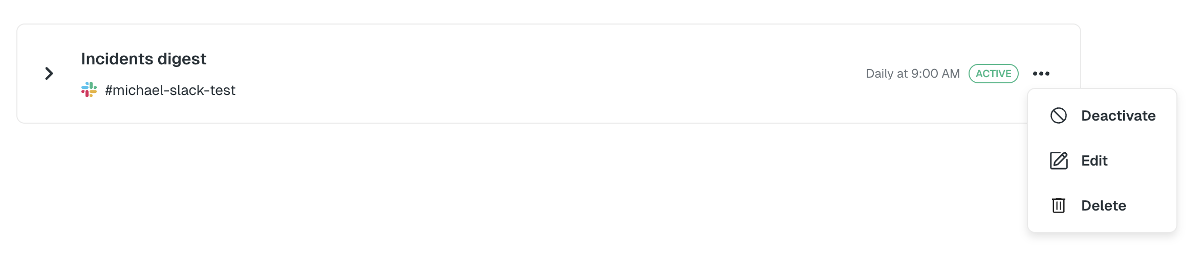 Digest rule action menu