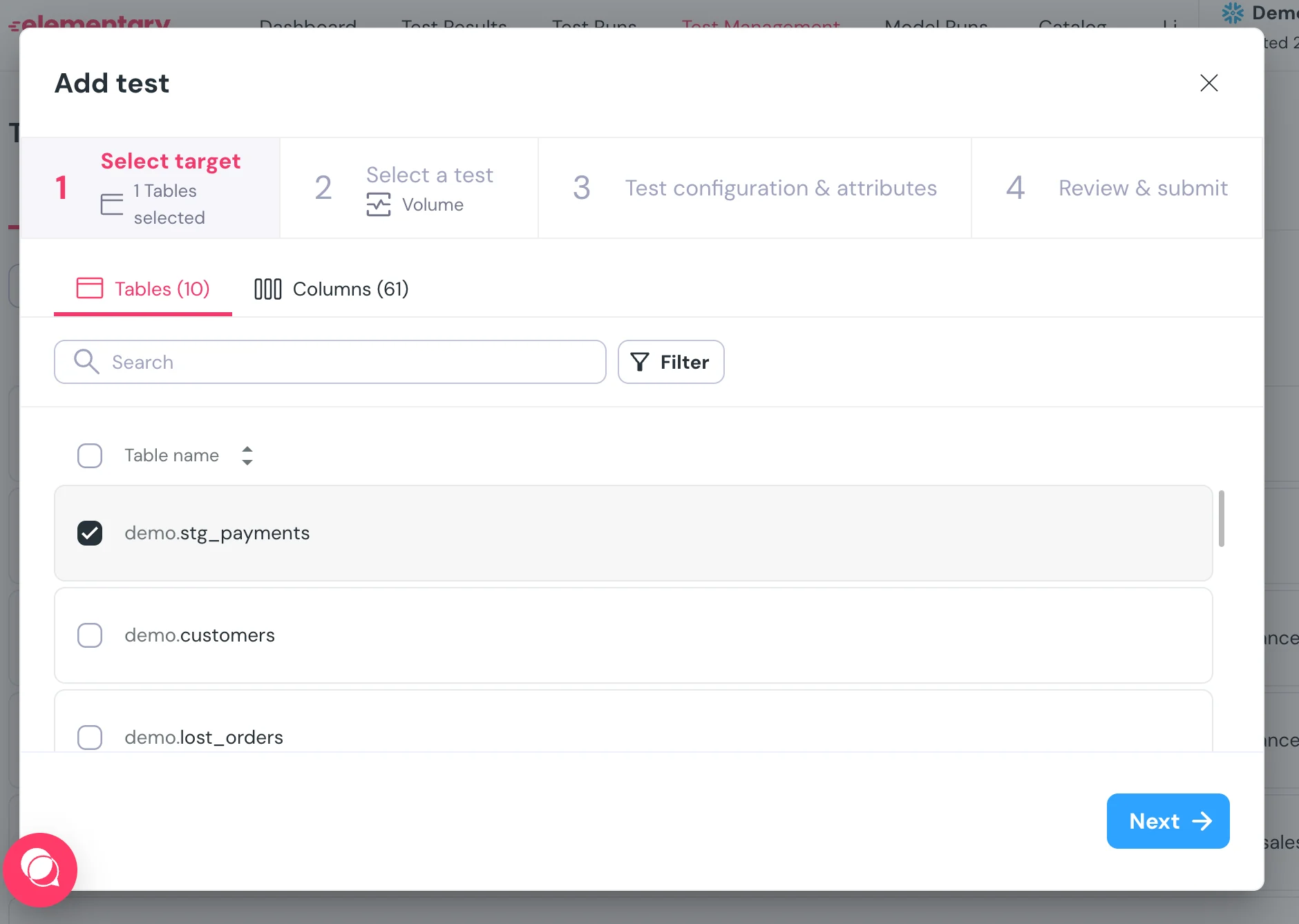 Tests configuration - Elementary