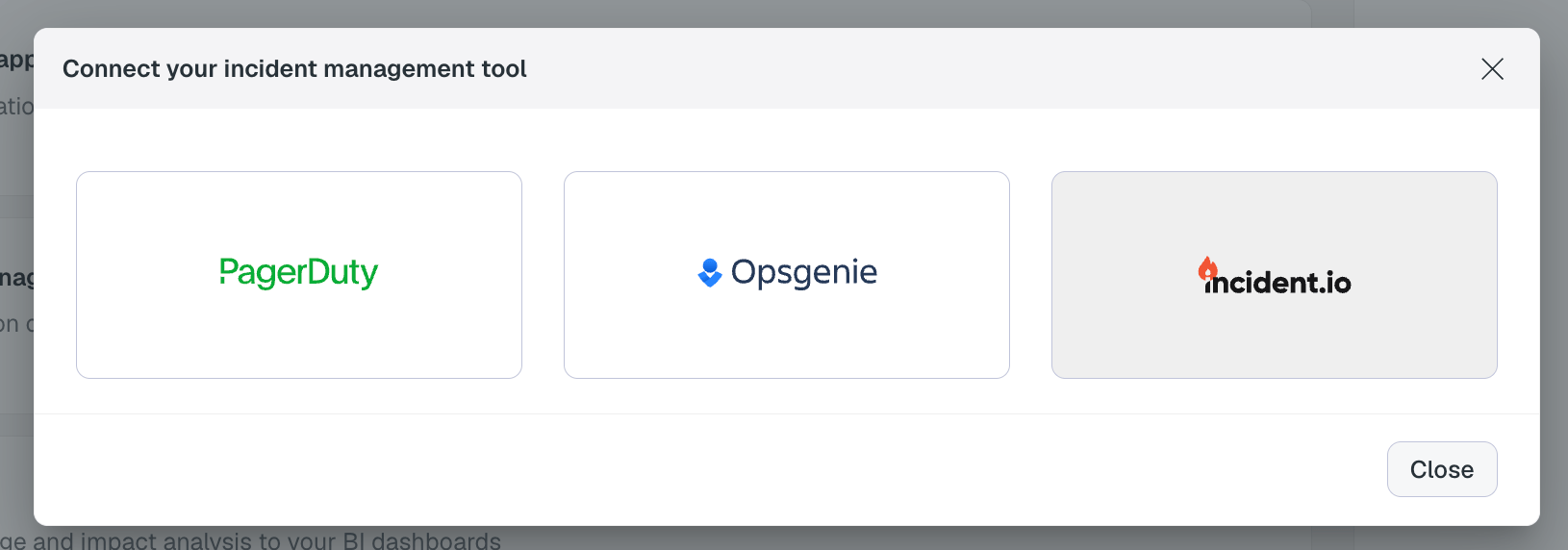 Select incident.io as incident management tool
