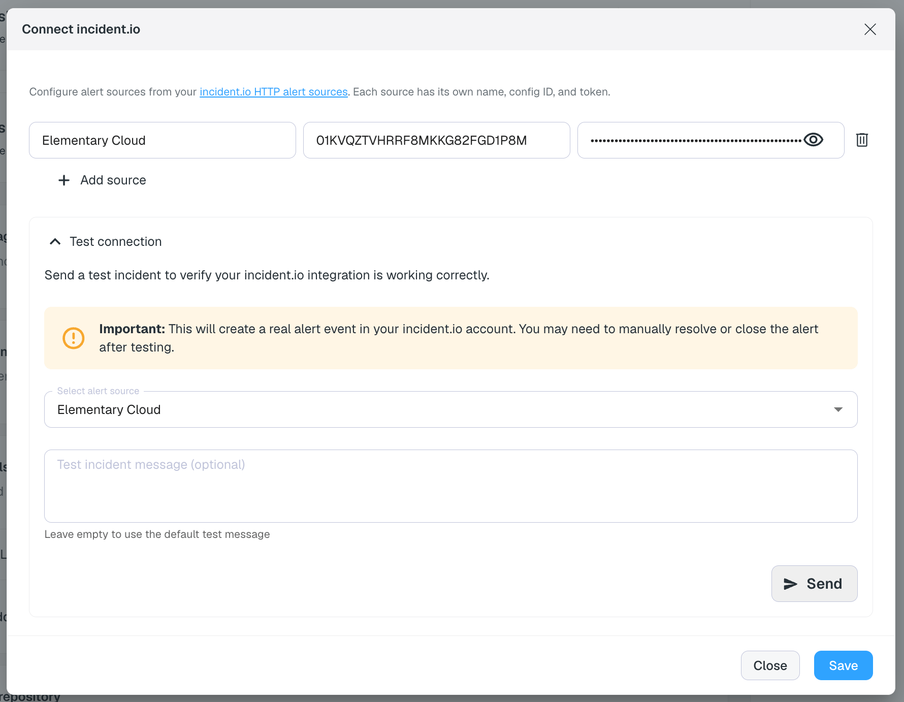 Test the incident.io connection