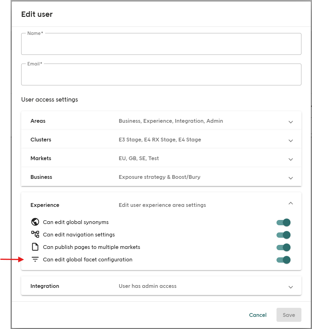 Facet Configurator edit permission setting