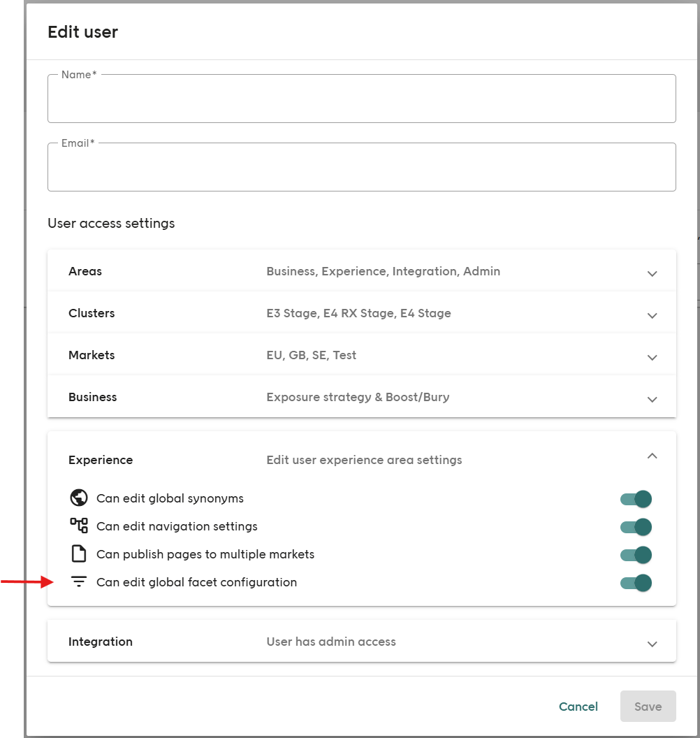 Facet Configurator edit permission setting