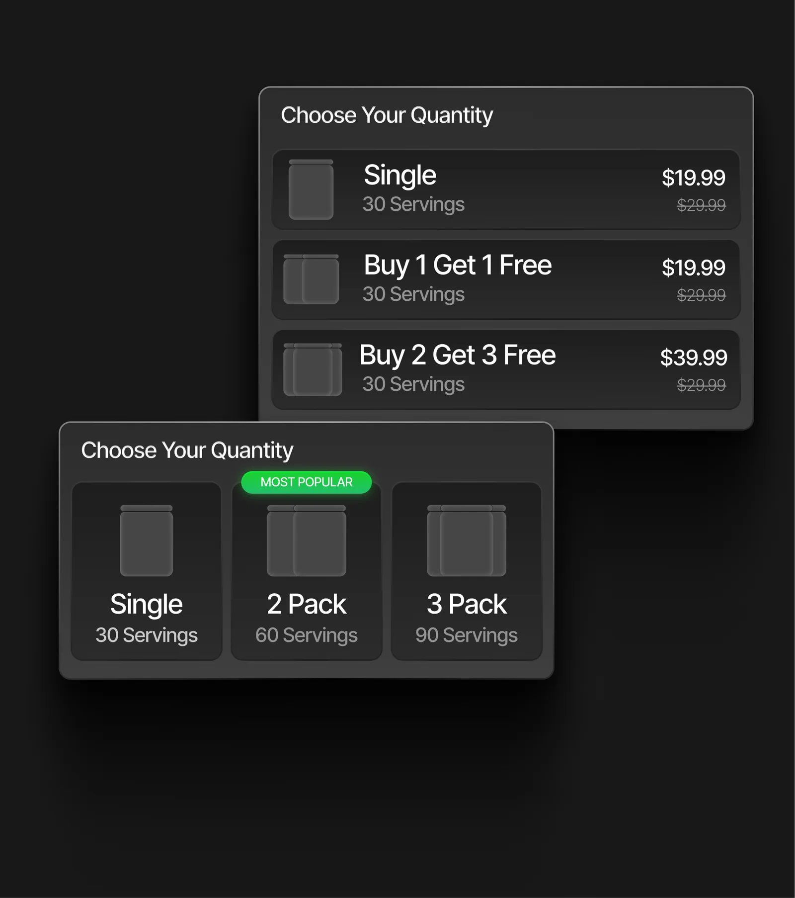 Quantity breaks and offer layouts