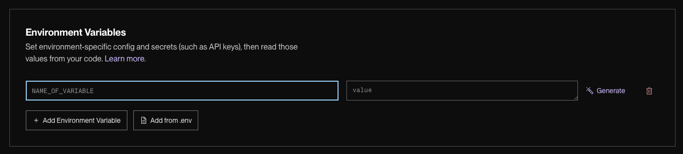 Render environment variables configuration