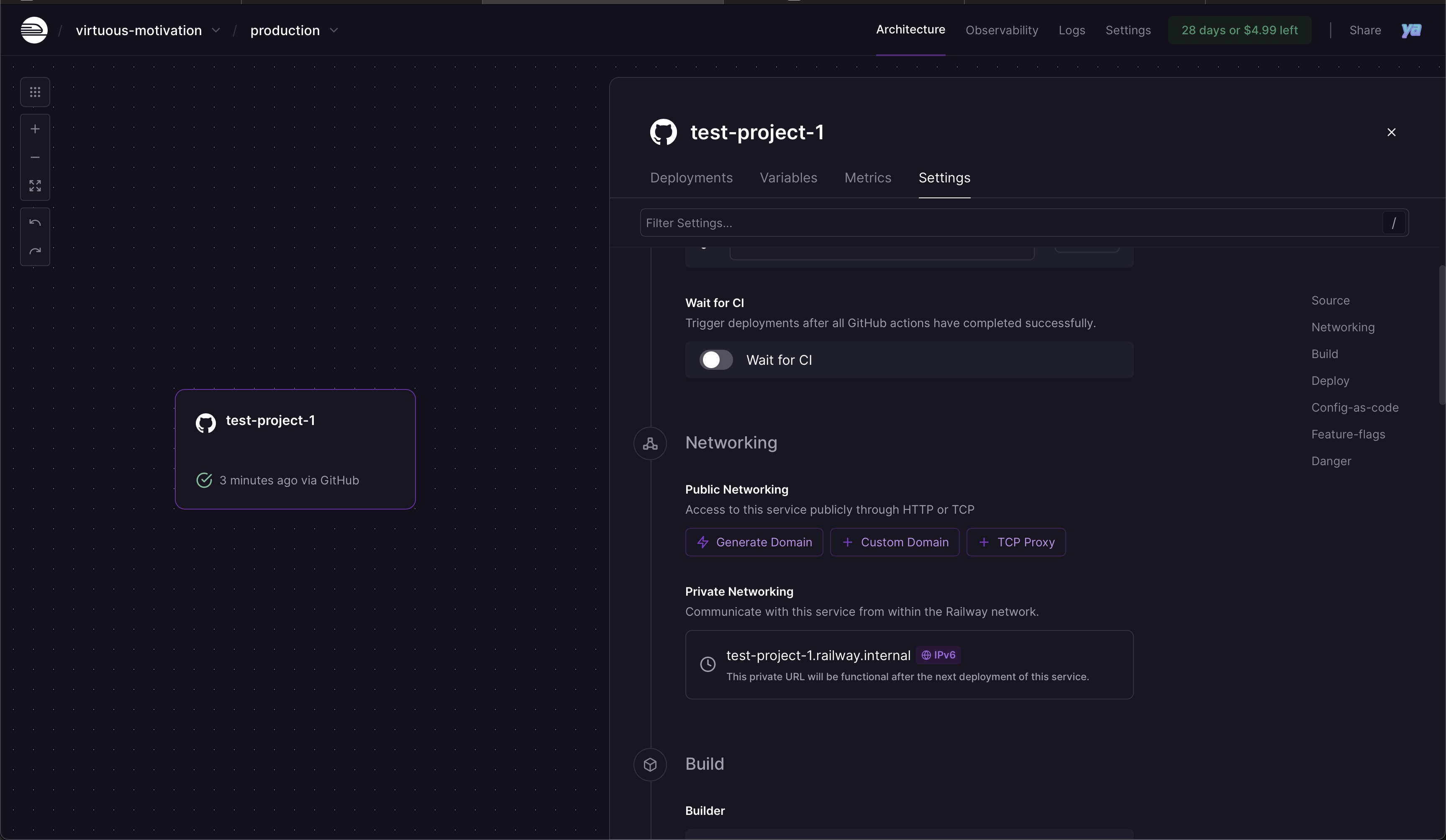 Railway domain generation settings