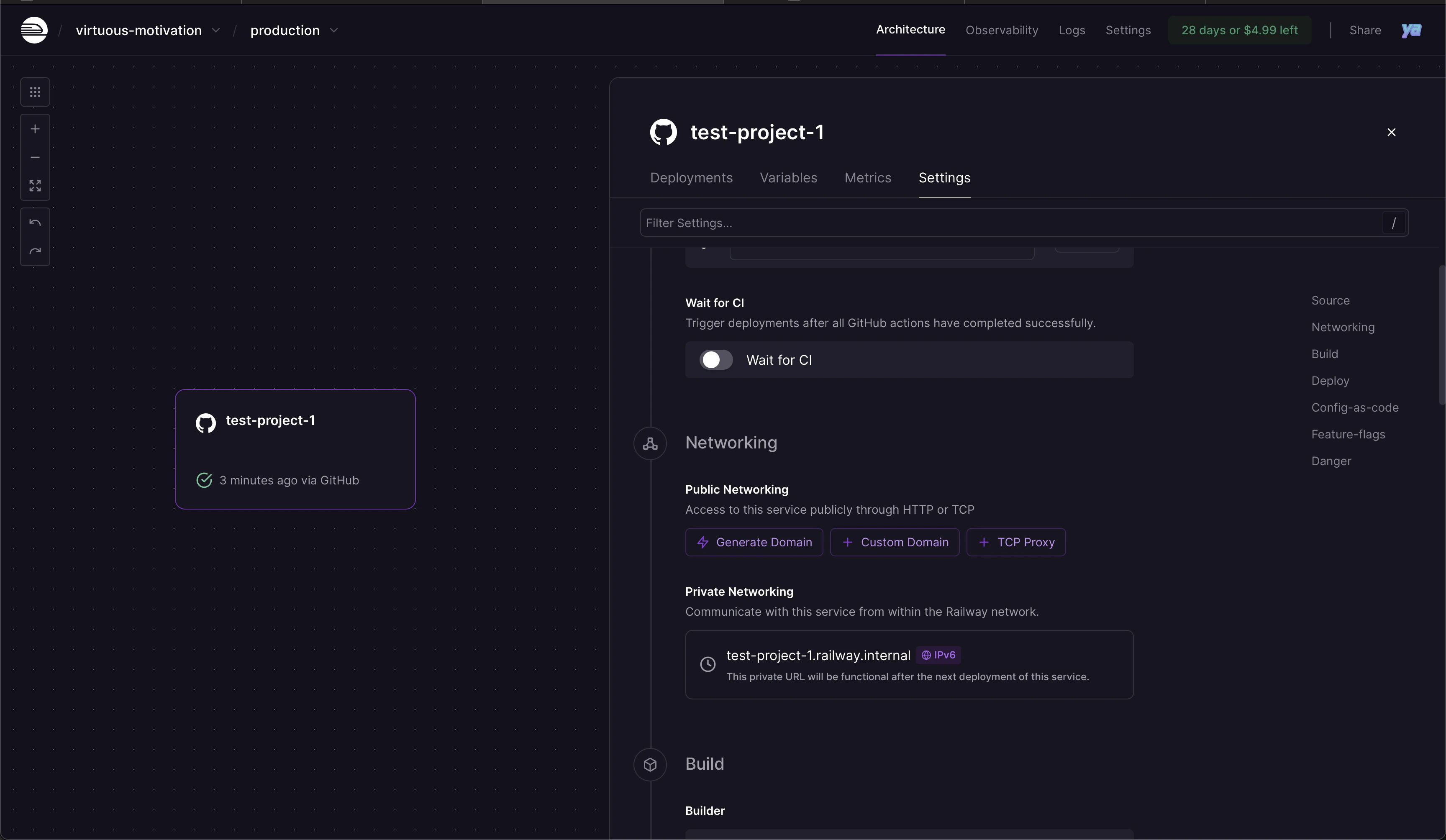 Railway domain generation settings