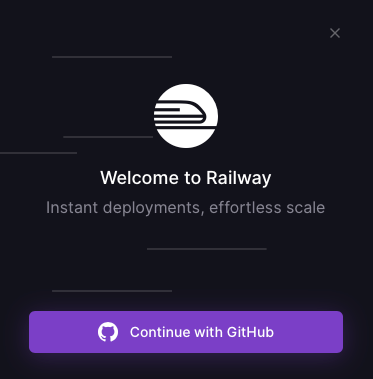 Railway GitHub OAuth login screen