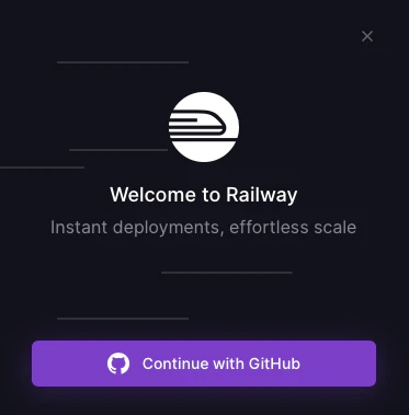 Railway GitHub OAuth login screen