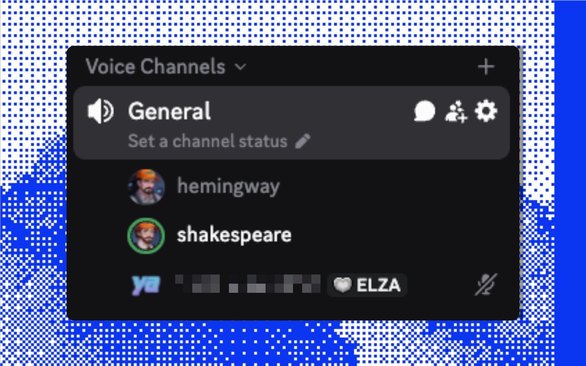 Discord voice channel showing Shakespeare and Hemingway engaged in literary debate with their unique voices