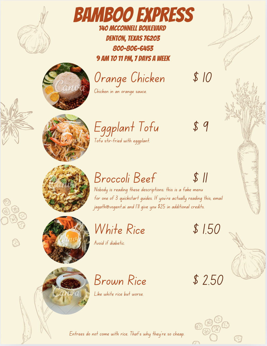 Bamboo Express Menu