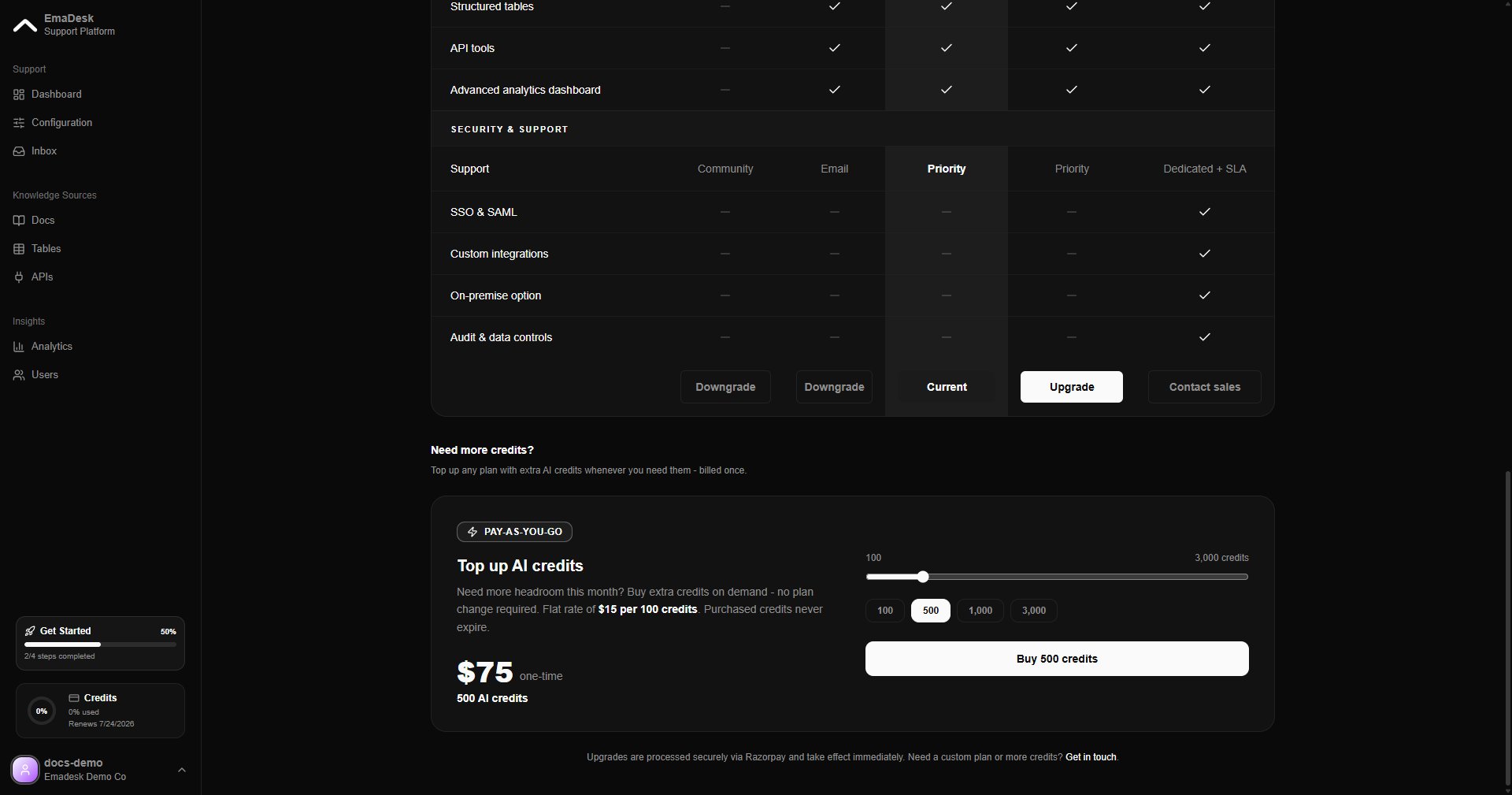Plans and credit top-up