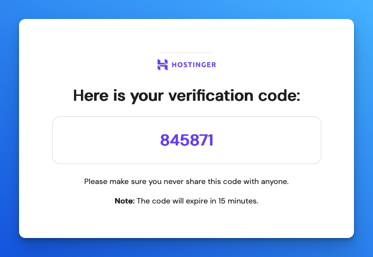 VSD OTP Code From Hostinger