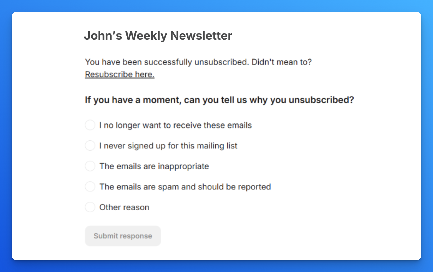 Unsubscribe Survey