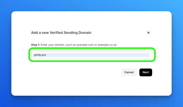Enter Domain For Verification