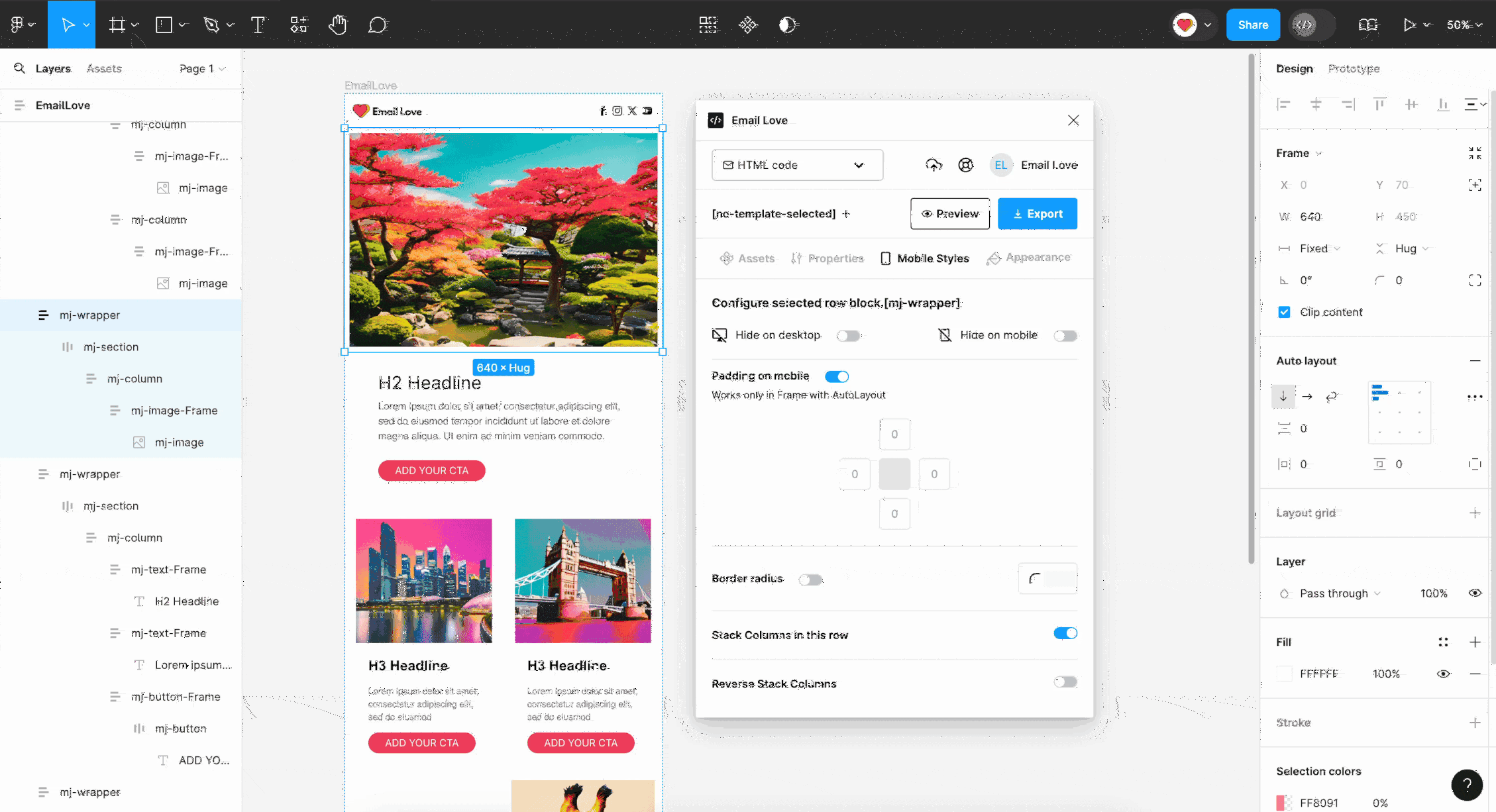 Screen recording of the Mobile Styles tab in the plugin interface