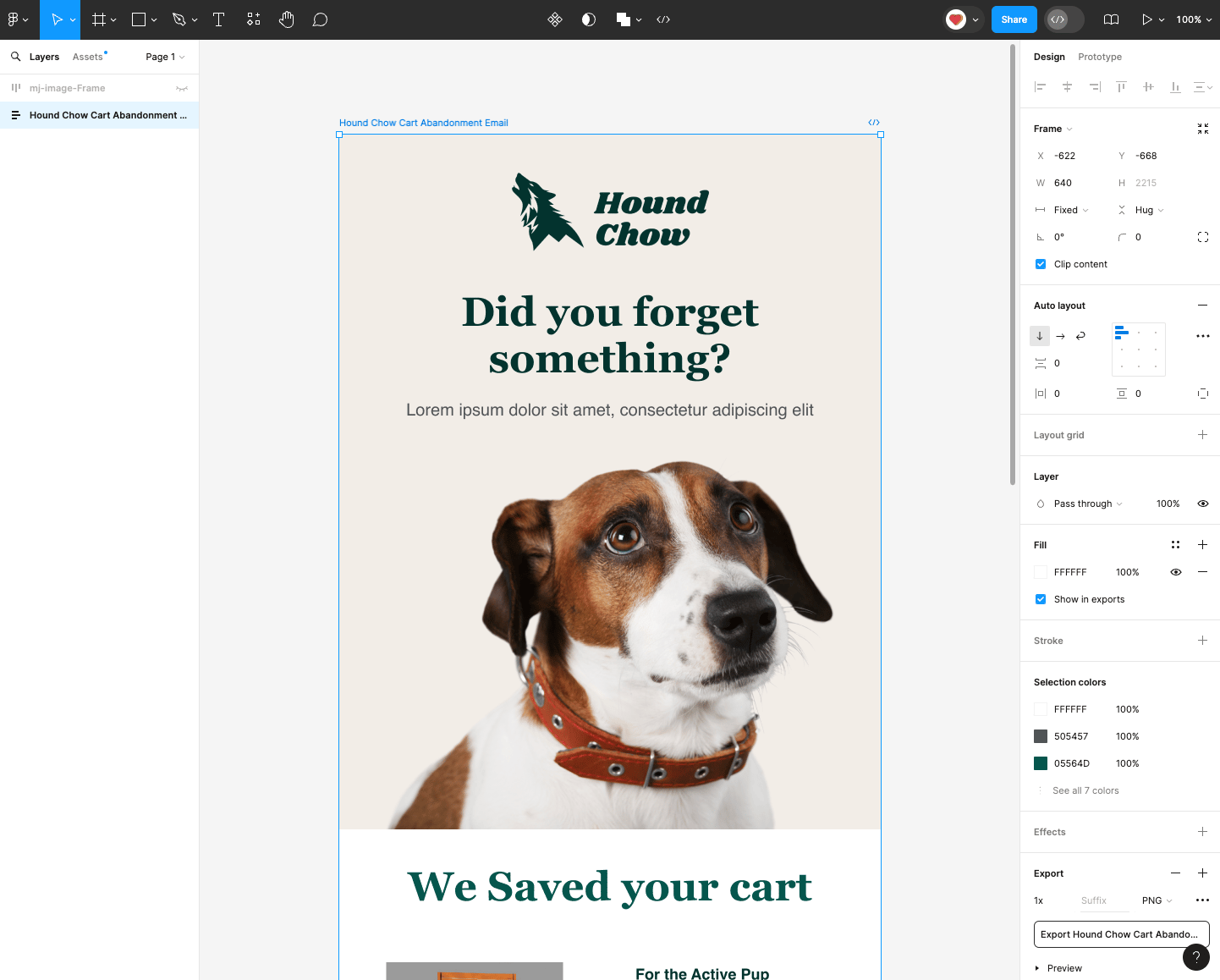 The email template after customizing colors, text, and images
