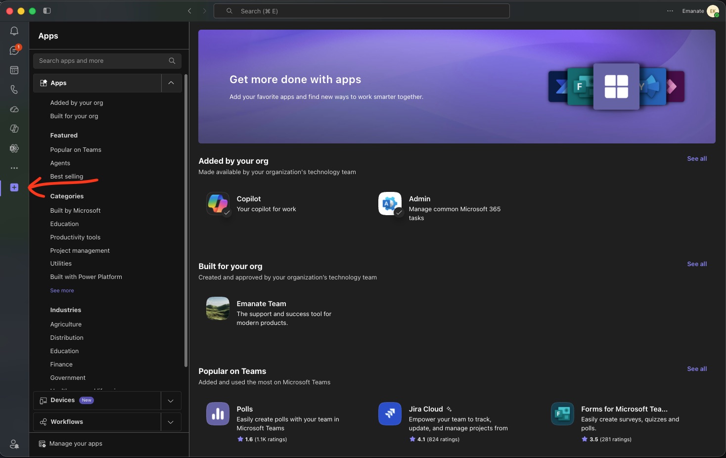Apps icon in the Microsoft Teams sidebar