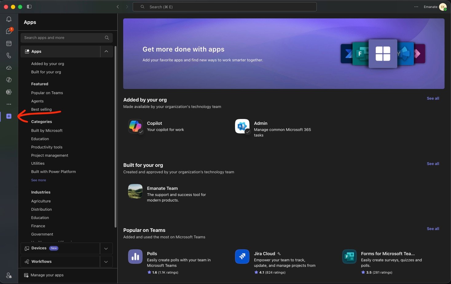 Apps icon in the Microsoft Teams sidebar