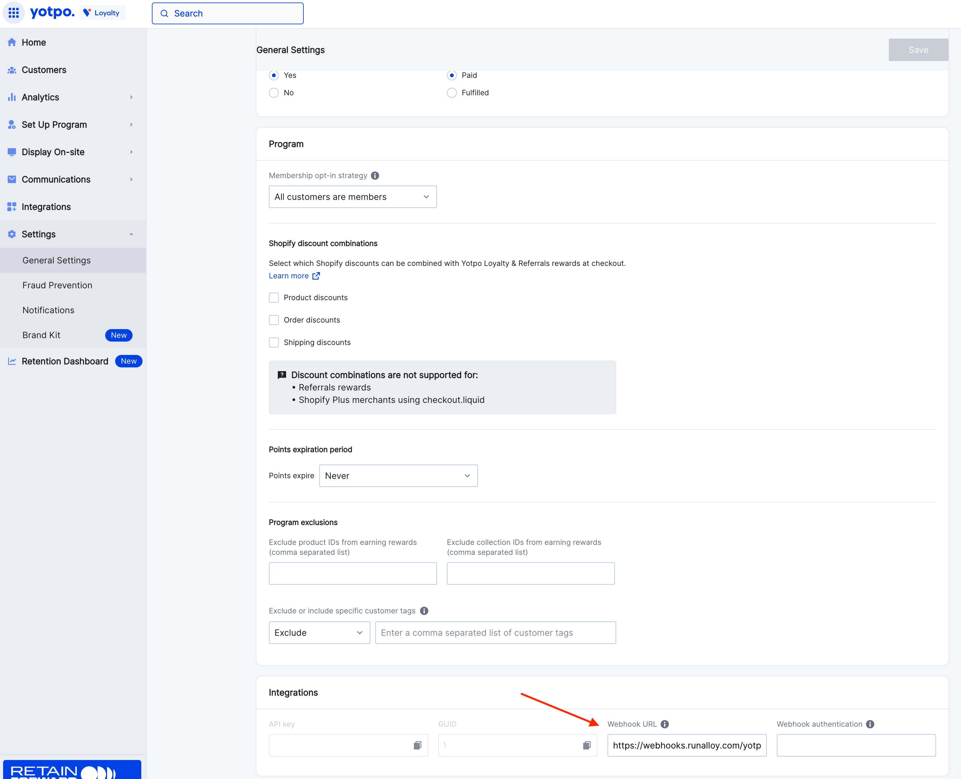 find your yotpo webhook