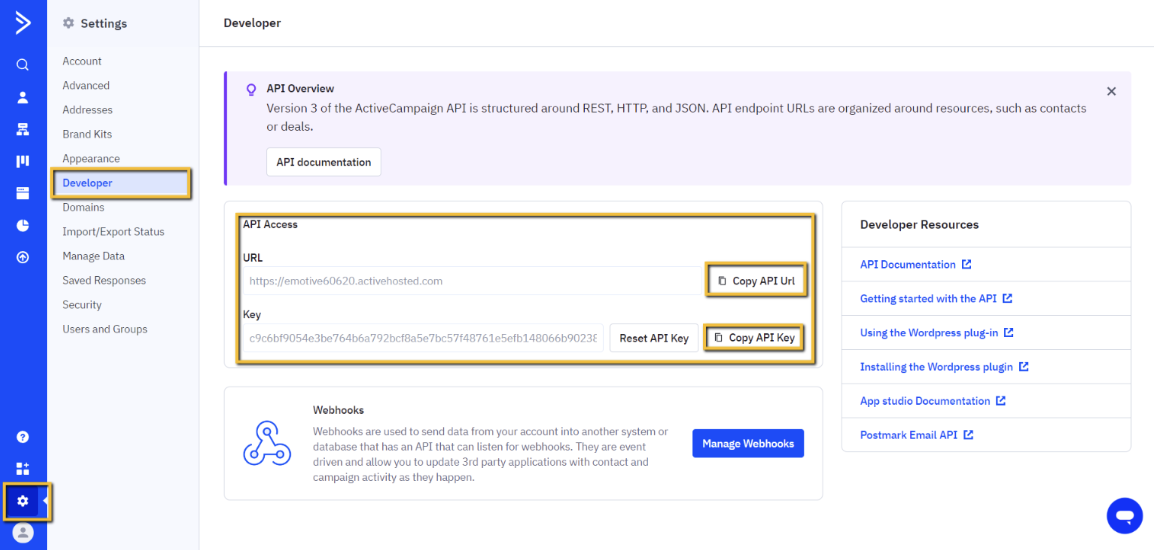 activecampaign api key