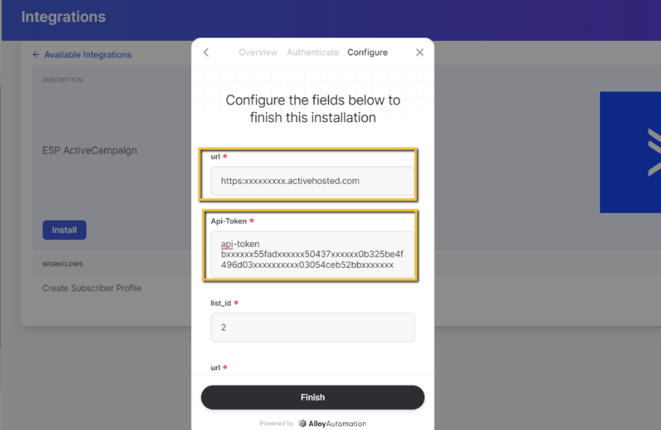 activecampaign credentials