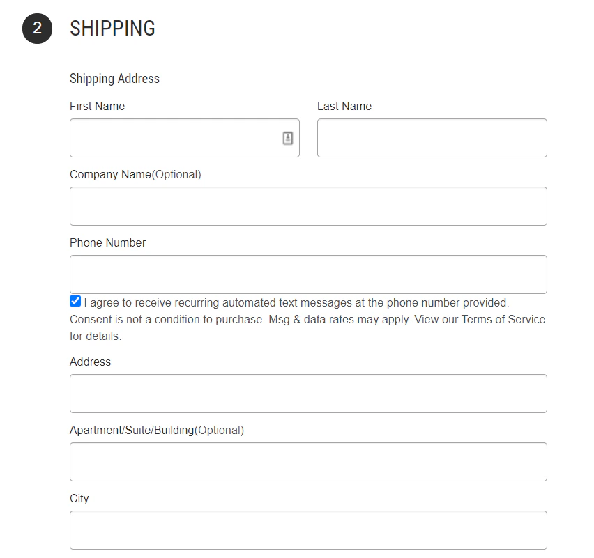 sms collection at bigcommerce checkot
