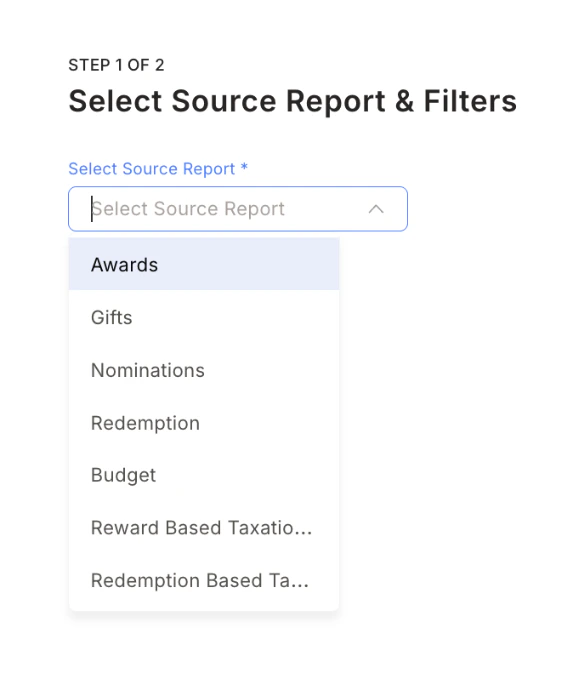 Custom report — select source report