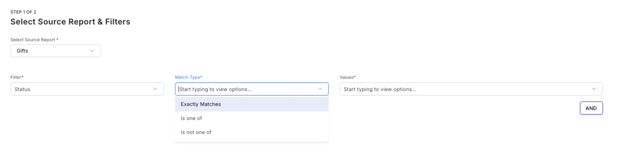 Custom report — apply filters