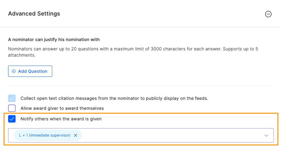 Notify Stakeholders configuration with relation options such as manager, HRBP, and department head